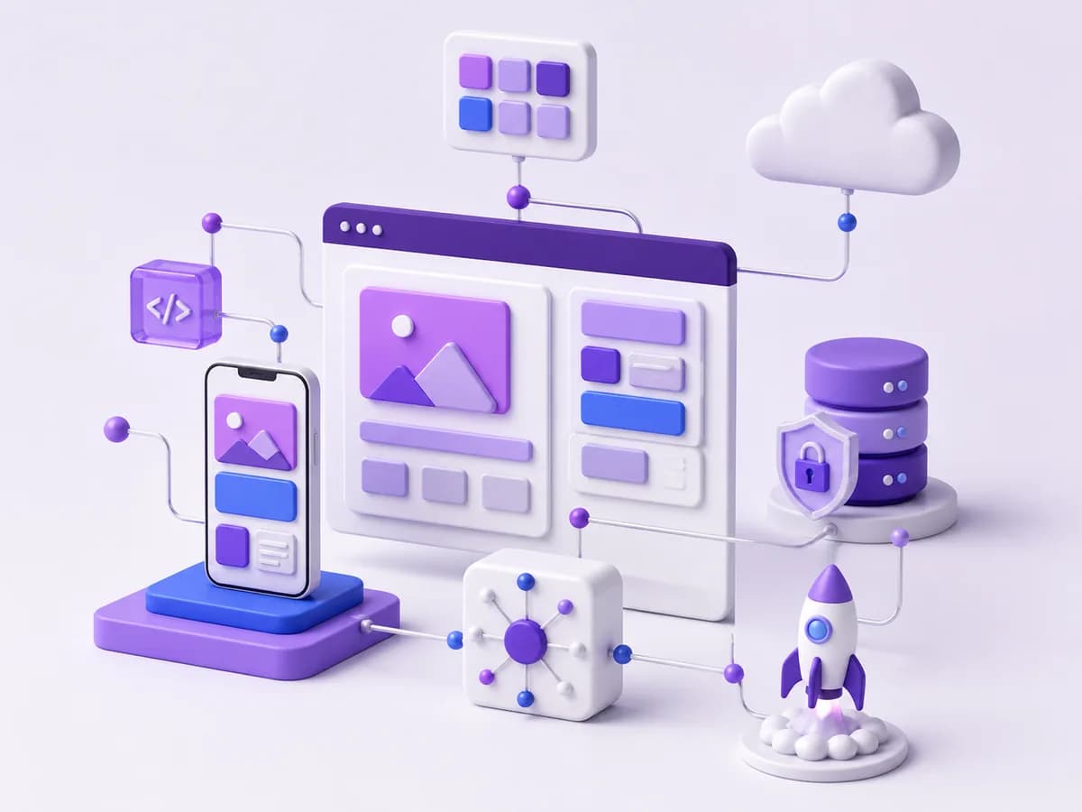 Responsive website interfaces connected with code, cloud infrastructure, secure data, and integrations
